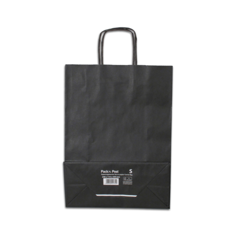 Paquet de 20 sacs à anse torsadée kraft noir 100gr/m² format S 33x24x11 cm FSC-M