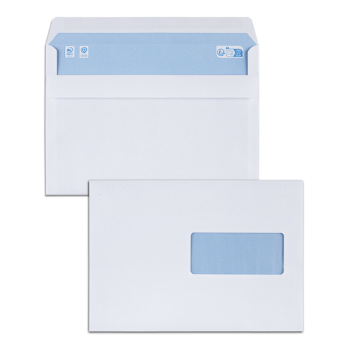 Boîte de 500 enveloppes blanches C5 162x229 80 g/m² fenêtre 45x100 autocollantes