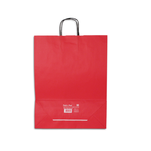 Paquet de 20 sacs à anse torsadée kraft rouge 100gr/m² format M 41x32x12 cm FSC-M