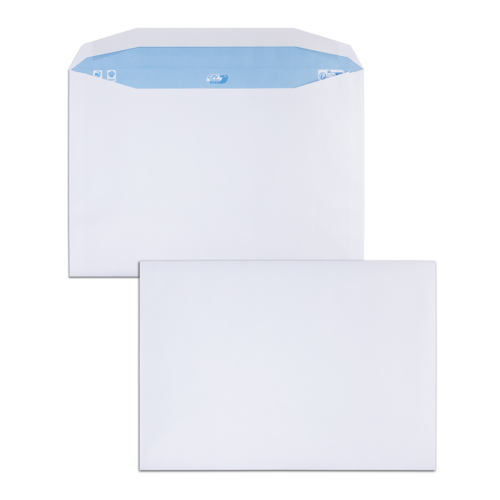 Boite de 250 enveloppes patte trapèze blanches C4 229x324 90 g/m² gommées