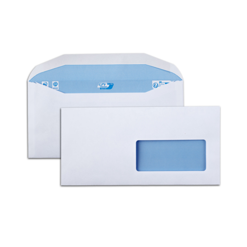 Boite de 1000 enveloppes patte trapèze blanches C6/C5 114x229 80 g/m² fenêtre 45x100 gommées