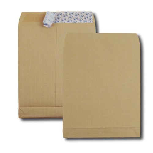 Boite de 250 sacs à soufflets kraft armé brun C4 229x324 120 g/m² bande de protection