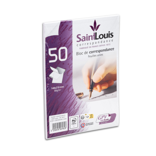 Boîte de 80 Blocs de correspondance A5 uni de 50 feuilles blanches 80 g/m2 PEFC