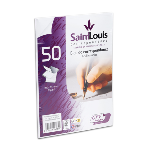 Boîte de 40 Blocs de correspondance A4 uni de 50 feuilles blanches 80 g/m² PEFC