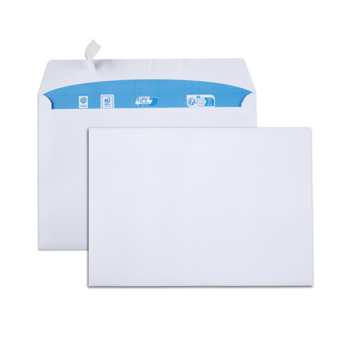 Boîte de 500 enveloppes blanches C5 162x229 90 g/m² bande de protection