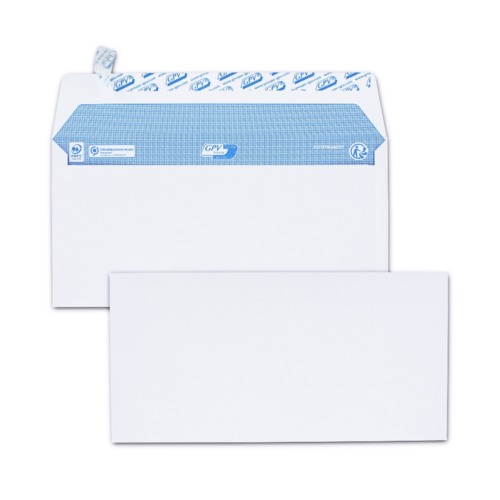 Boîte de 200 enveloppes DL 110x220 extra blanches 100 g/m² bande de protection PEFC