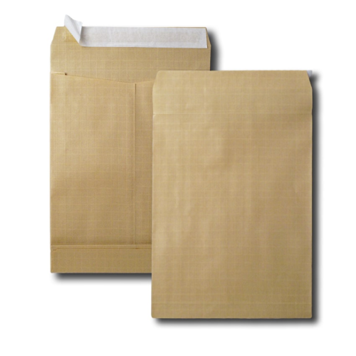 Boite de 50 sacs à soufflets kraft armé brun 24 260x330 120 g/m² bande de protection