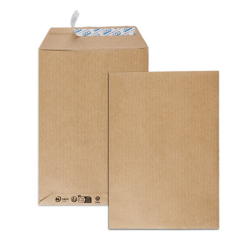 Paquet de 50 pochettes kraft brun B5 176x250 90 g/m² bande de protection