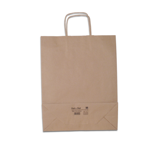 Paquet de 20 sacs à anse torsadée kraft brun 100gr/m² format M 41x32x12 cm FSC-M