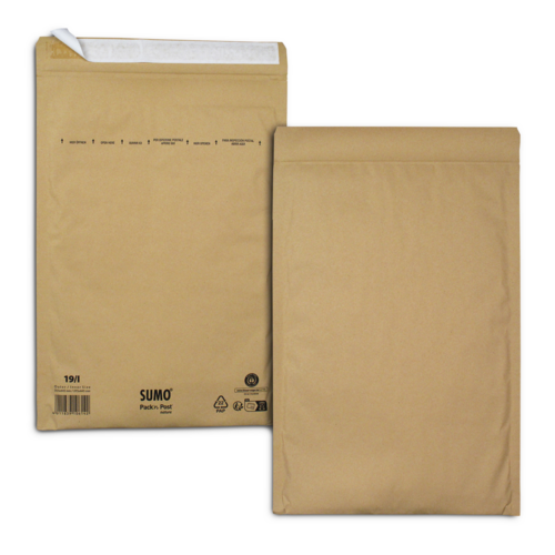 Paquet de 10 pochettes kraft recyclé SUMO format I 315x445 bande de protection