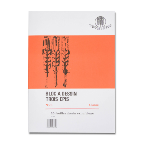 Bloc de dessin 3 Épis® de 20 feuilles blanches A4 120 g/m²