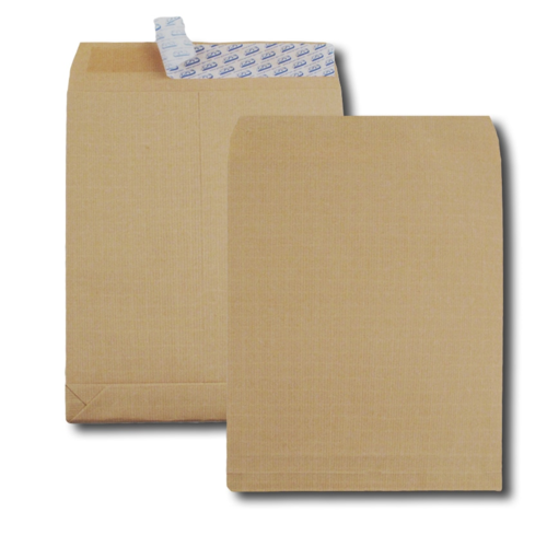 Boite de 250 sacs à soufflets kraft armé brun B4 250x353 120 g/m² bande de protection