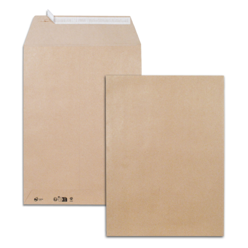 Boîte de 250 pochettes kraft brun 26 275x375 120 g/m² bande de protection