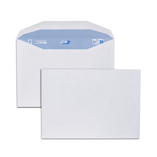 Boite de 500 enveloppes patte trapèze blanches B5 176x250 90 g/m² gommées