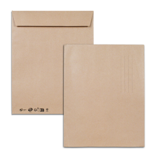 Paquet de 10 pochettes kraft brun C4 229x324 85 g/m² avec zone d'adressage bande de protection