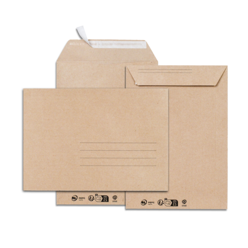 Paquet de 10 pochettes kraft brun C5 162x229 90 g/m²avec zone d'adressage bande de protection
