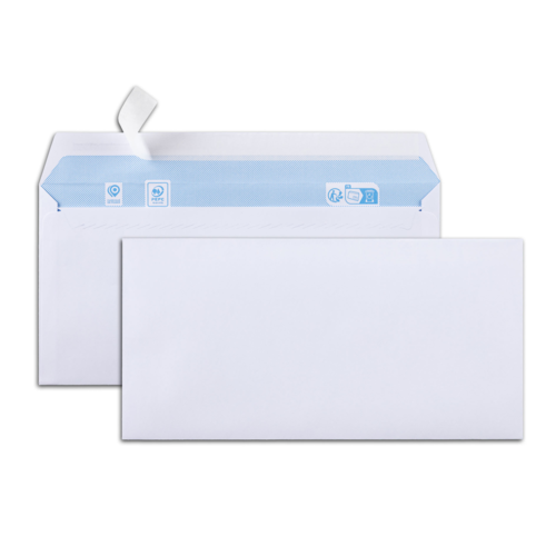 Boîte de 500 enveloppes blanches DL 110x220 80 g/m² bande de protection
