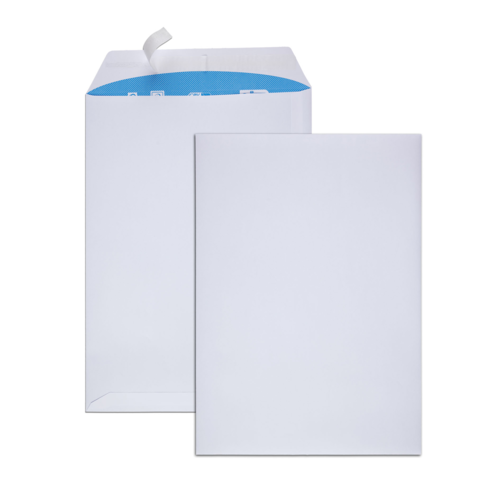 Boîte de 250 pochettes blanches C4 229x324 90 g/m² bande de protection