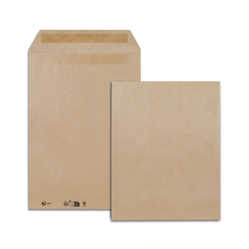 Boîte de 250 pochettes kraft brun C4 229x324 120 g/m² autocollantes