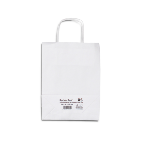 Paquet de 20 sacs à anse torsadée kraft blanc 80gr/m² format XS 24x18x8 cm FSC-M