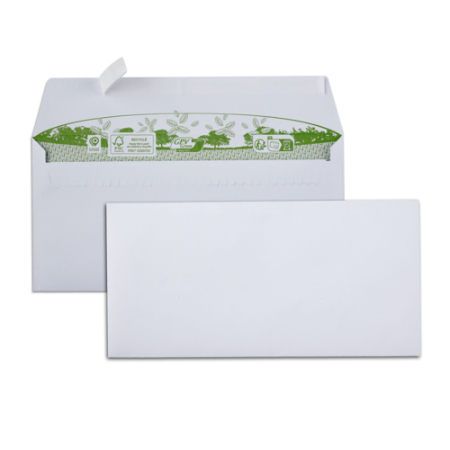 Paquet de 40 enveloppes extra blanches 100% recyclées DL 110x220 80 g/m² bande de protection