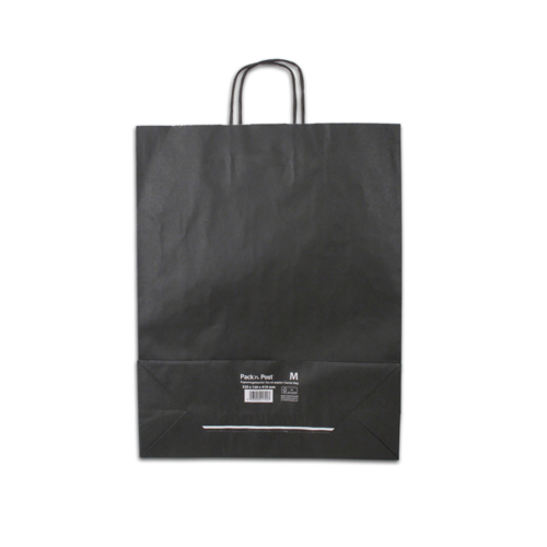 Boîte de 200 sacs à anse torsadée kraft noir 100gr/m² format M 41x32x12 cm FSC-M