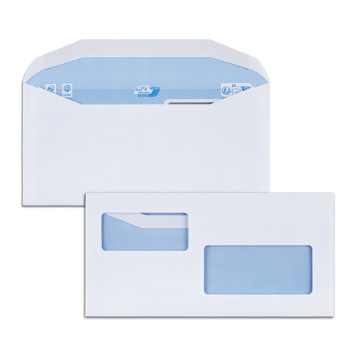 Boite de 1000 enveloppes patte trapèze blanches C6/C5 115x229 80 g/m² double fenêtre 45x100 et 35x80 gommées