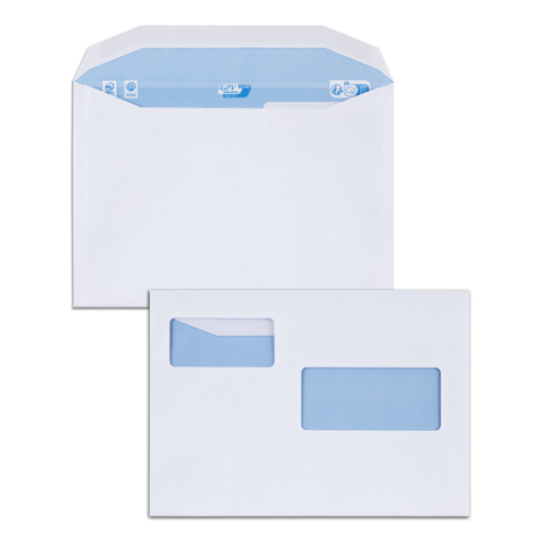 Boîte de 500 enveloppes blanches C5 162x229 80 g/m² fenêtres 45x100 (haute) + 35x75 gommées
