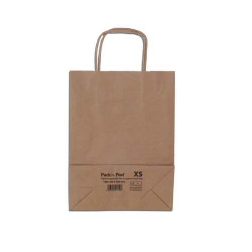 Boîte de 300 sacs à anse torsadée kraft brun 80gr/m² format XS 24x18x8 cm FSC-M