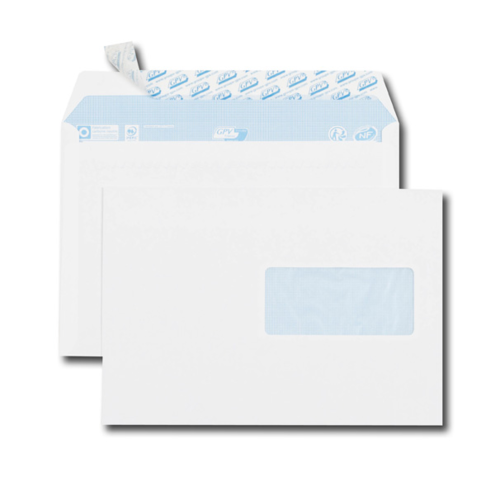 Paquet de 50 enveloppes blanches C5 162x229 80 g/m² fenêtre 45x100 bande de protection
