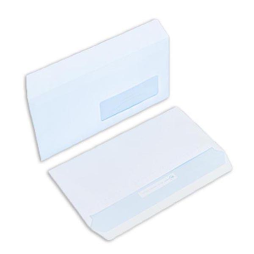 Boîte de 500 enveloppes blanches DL 110x220 90 g/m² fenêtre 35x100 bande de protection - ES35F110