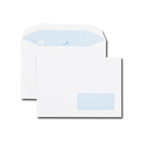 Boite de 500 enveloppes patte trapèze blanches C5 162x229 80 g/m² fenêtre 45x100 gommées