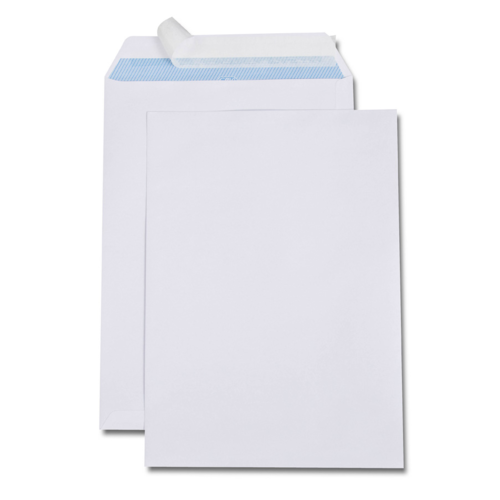 Boîte de 250 pochettes blanches B4 250x353 100 g/m² bande de protection