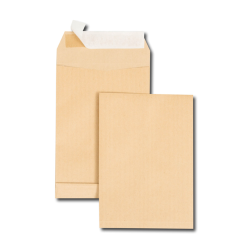 Boite de 250 sacs à soufflets kraft brun C5 162x229 120 g/m² bande de protection PEFC