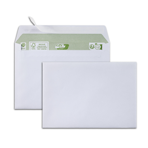 Boite de 500 enveloppes blanches recyclées 100% C6 114x162 80 g/m² bande de protection