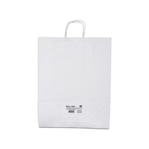 Paquet de 20 sacs à anse torsadée kraft blanc 100gr/m² format M 41x32x12 cm FSC-M