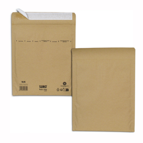 Paquet de 10 pochettes kraft SUMO format E 235x265 bande de protection