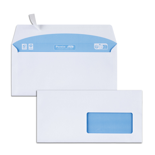 Boîte de 500 enveloppes blanches C6/C5 114x229 80 g/m² fenêtre 45x100 bande de protection