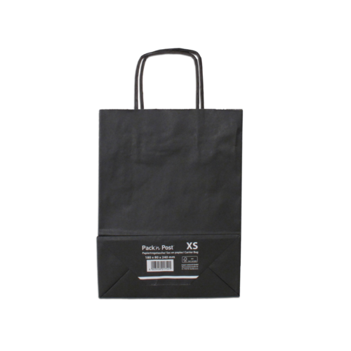 Paquet de 20 sacs à anse torsadée kraft noir 90gr/m² format XS 24x18x8 cm FSC-M