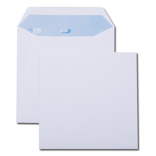 Boite de 500 enveloppes 220x220 patte trapèze blanches 90 g/m² gommées