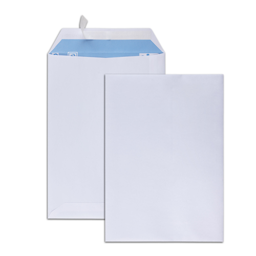 Boîte de 500 pochettes blanches C5 162x229 90 g/m² bande de protection - PSP162