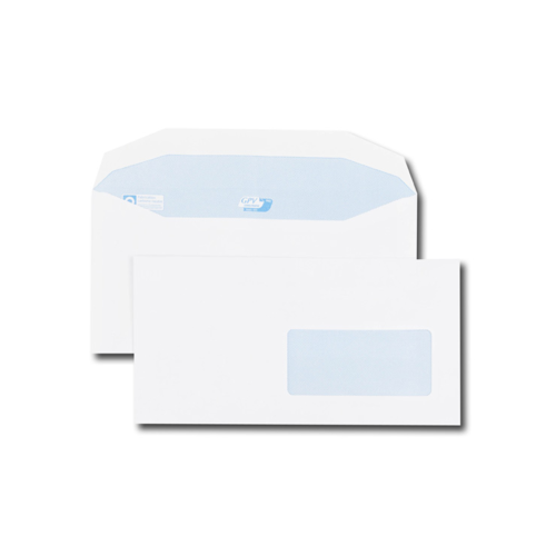 Boite de 1000 enveloppes patte trapèze blanches DA 115x225 80 g/m² fenêtre 45x100 gommées