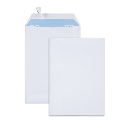 Boîte de 500 pochettes blanches B5 176x250 90 g/m² bande de protection