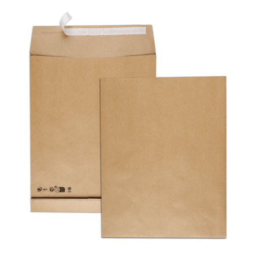 Paquet de 50 sacs à soufflets kraft brun 24 260x330 120 g/m² bande de protection PEFC