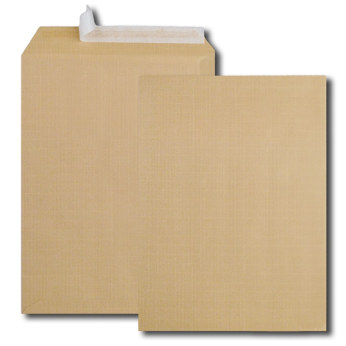 Boite de 250 pochettes kraft armé brun 26 275x375 120 g/m² bande de protection