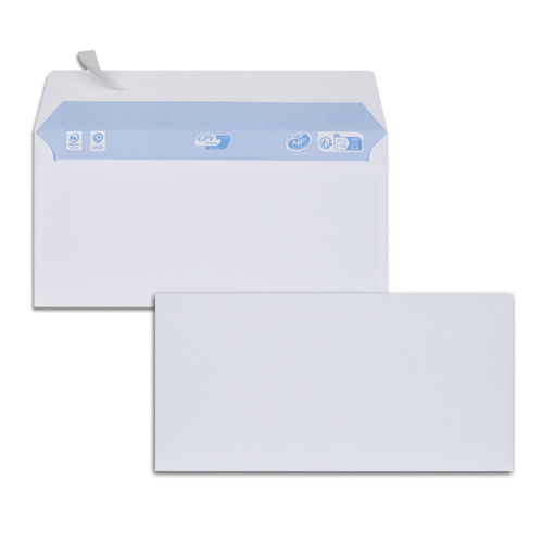Boîte de 500 enveloppes blanches C6/C5 114x229 80 g/m² bande de protection