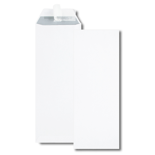 Boîte de 500 pochettes blanches 125x324 90 g/m² bande de protection