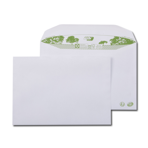 Boite de 500 enveloppes patte trapèze blanches C5 162x229 80 g/m² gommées