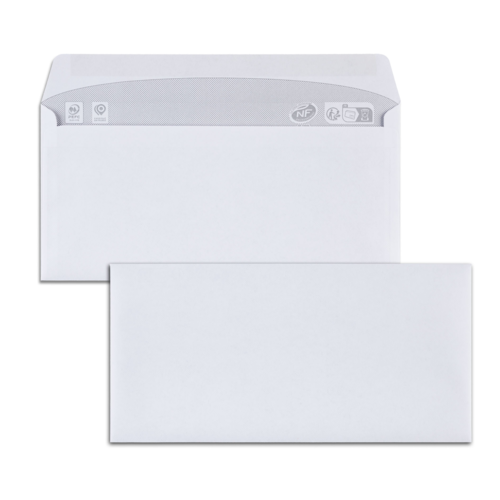 Boite de 1000 enveloppes retour blanches 105x212 75 g/m² gommées