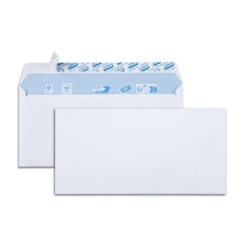 Paquet de 50 enveloppes blanches DL 110x220 80 g/m² bande de protection